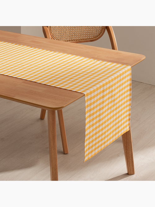 Caminho de mesa retangular de algodão com padrão vichy, resistente à água - gamusi. - Kiabi