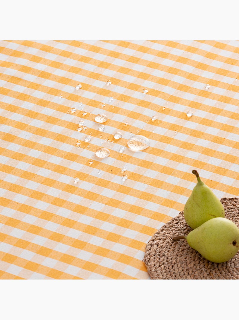 Caminho de mesa retangular de algodão com padrão vichy, resistente à água - gamusi. Amarelo - Kiabi