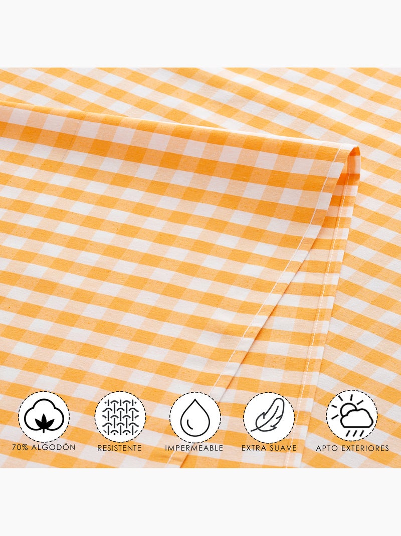 Caminho de mesa retangular de algodão com padrão vichy, resistente à água - gamusi. Amarelo - Kiabi