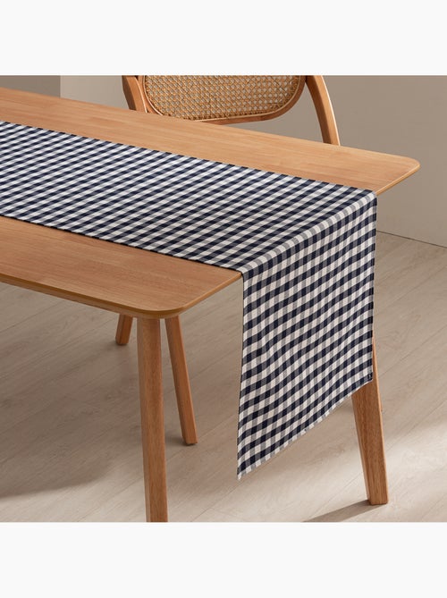 Caminho de mesa retangular de algodão com padrão vichy, resistente à água - gamusi. - Kiabi
