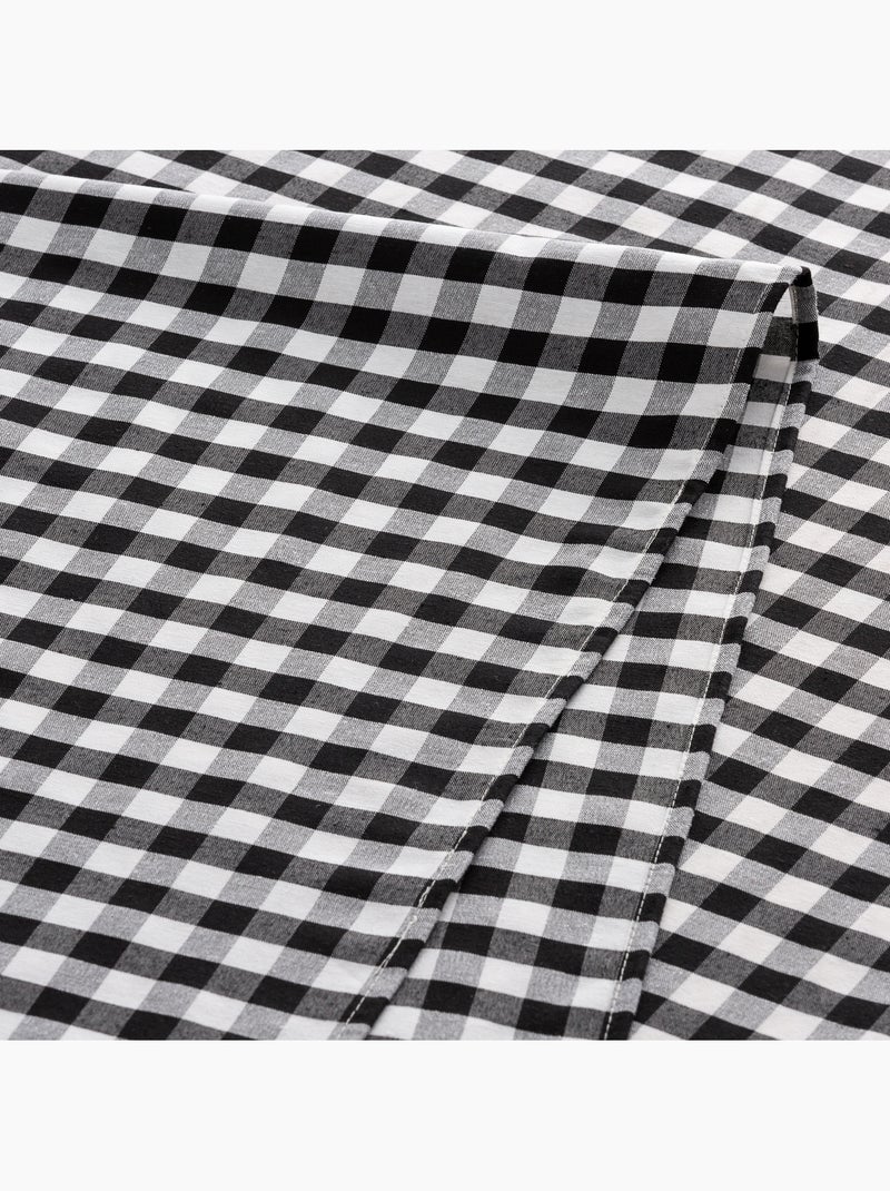 Caminho de mesa retangular de algodão com padrão vichy, resistente à água - gamusi. Preto - Kiabi