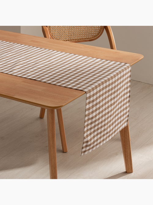Caminho de mesa retangular de algodão com padrão vichy, resistente à água - gamusi. - Kiabi