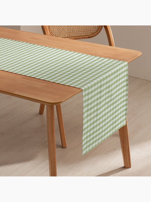 Caminho de mesa retangular de algodão com padrão vichy, resistente à água - gamusi. - Kiabi