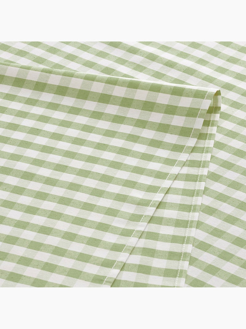Caminho de mesa retangular de algodão com padrão vichy, resistente à água - gamusi. Verde claro - Kiabi