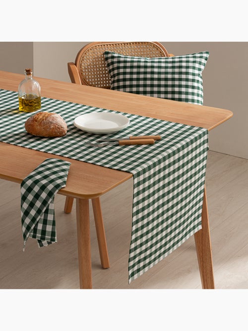 Caminho de mesa retangular de algodão com padrão vichy, resistente à água - gamusi. - Kiabi