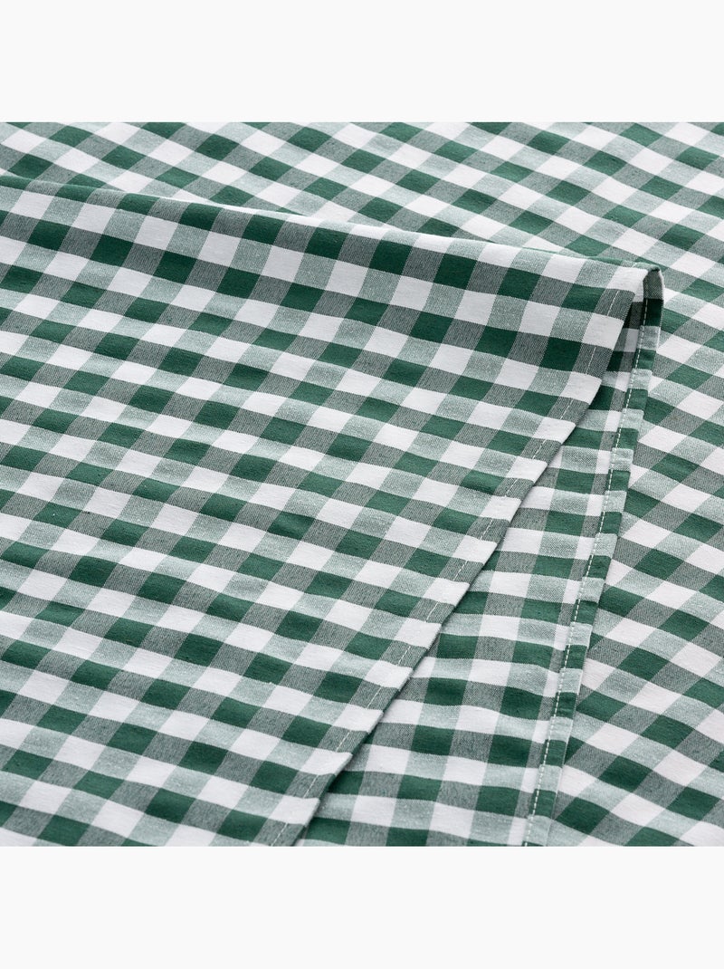Caminho de mesa retangular de algodão com padrão vichy, resistente à água - gamusi. Verde - Kiabi