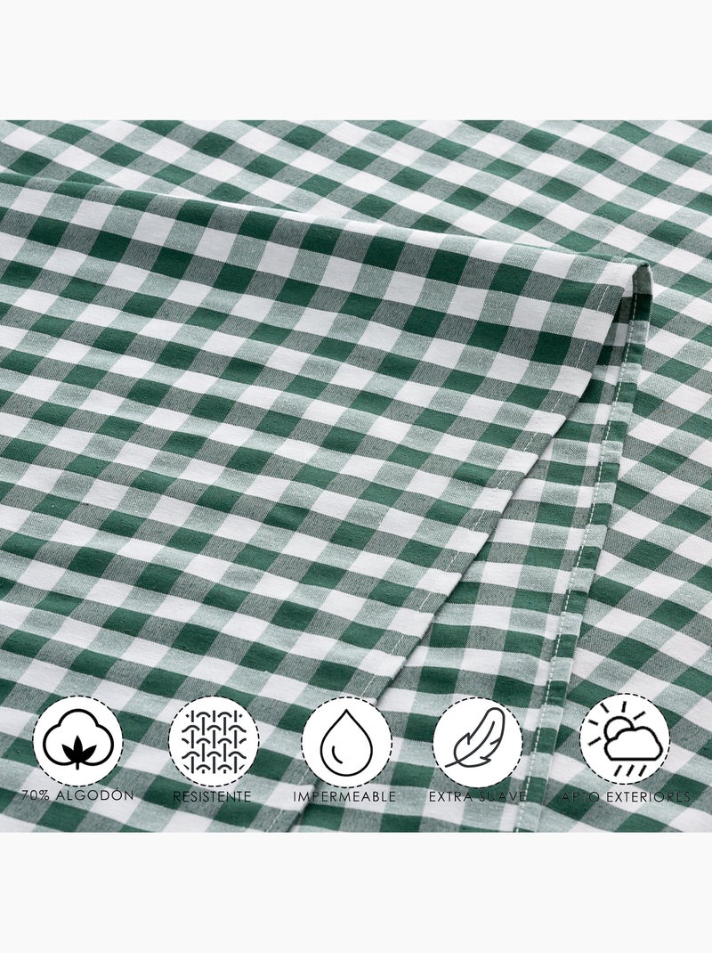 Caminho de mesa retangular de algodão com padrão vichy, resistente à água - gamusi. Verde - Kiabi