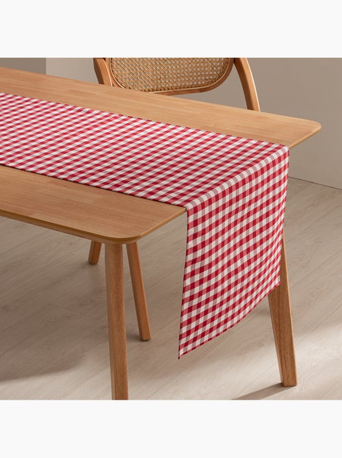 Caminho de mesa retangular de algodão com padrão vichy, resistente à água - gamusi. - Kiabi