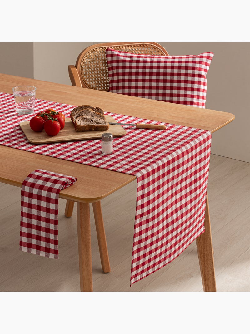 Caminho de mesa retangular de algodão com padrão vichy, resistente à água - gamusi. Vermelho - Kiabi
