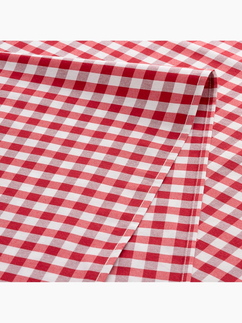 Caminho de mesa retangular de algodão com padrão vichy, resistente à água - gamusi. Vermelho - Kiabi