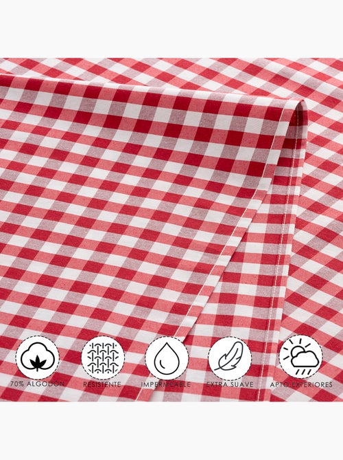 Caminho de mesa retangular de algodão com padrão vichy, resistente à água - gamusi. - Kiabi