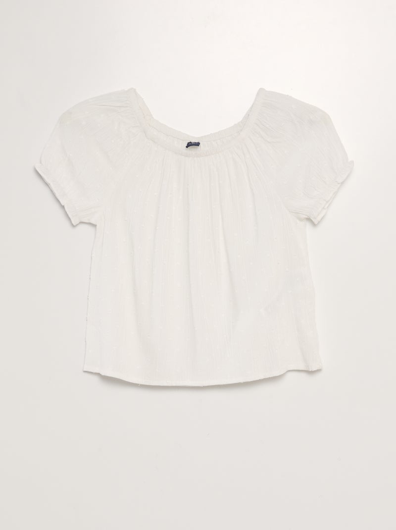 Camisa a ponto cheio Branco - Kiabi