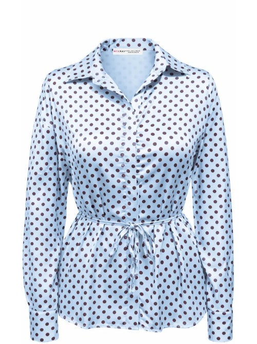 Camisa abotoada com detalhe de laço às bolinhas mixray - Kiabi