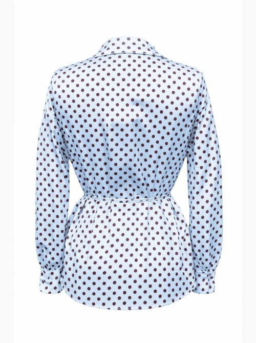 Camisa abotoada com detalhe de laço às bolinhas mixray - Kiabi
