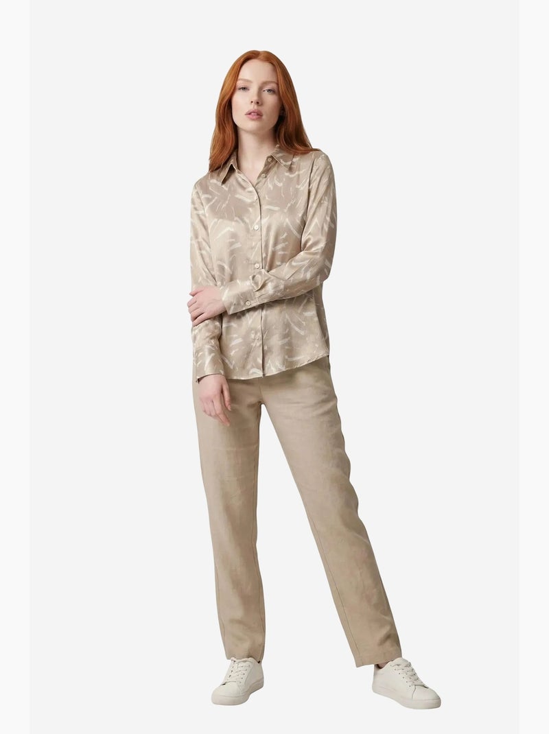 Camisa abotoada com estampado abstrato my fashion Creme - Kiabi