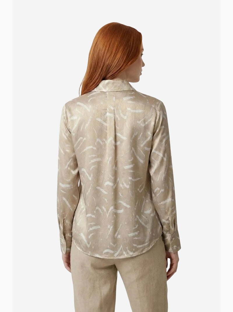 Camisa abotoada com estampado abstrato my fashion Creme - Kiabi