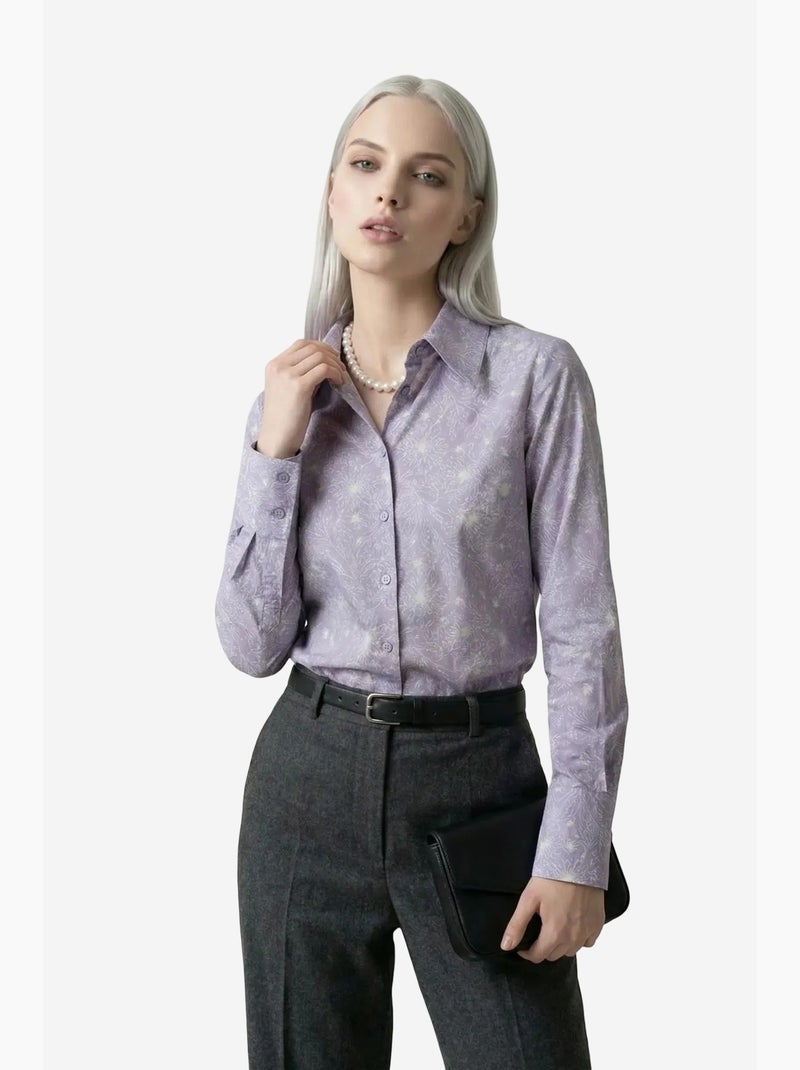 Camisa abotoada com estampado abstrato my fashion Lavanda - Kiabi