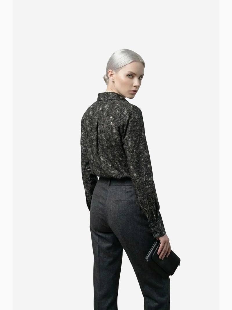 Camisa abotoada com estampado abstrato my fashion Preto - Kiabi