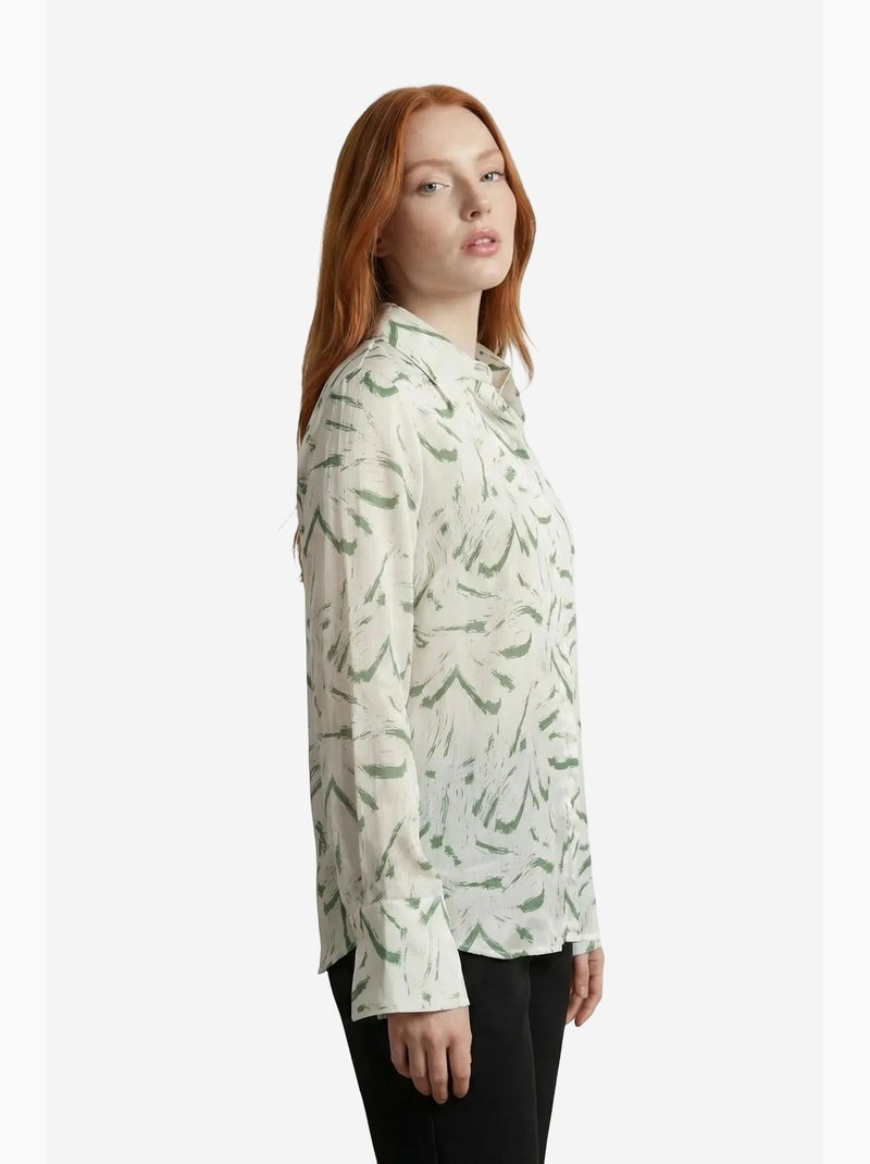 Camisa abotoada com estampado abstrato my fashion Verde - Kiabi