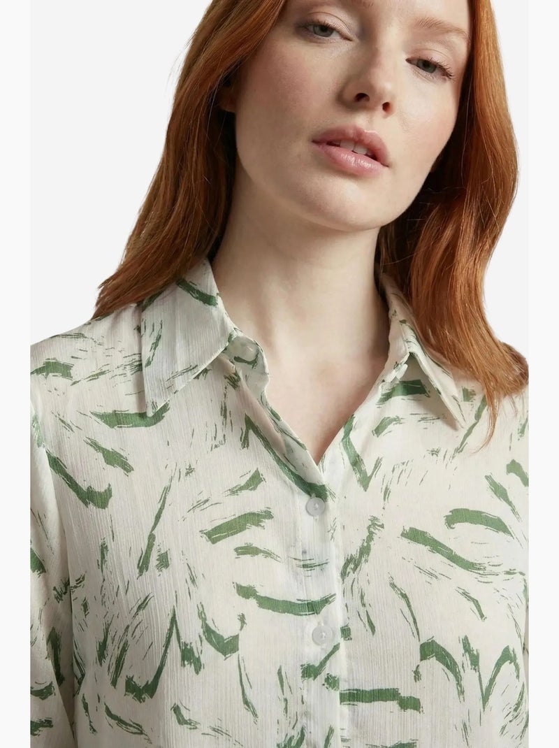 Camisa abotoada com estampado abstrato my fashion Verde - Kiabi