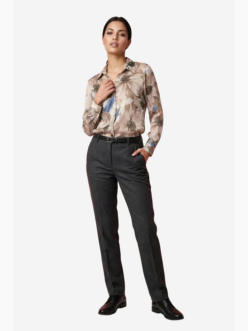 Camisa abotoada com estampado floral my fashion Castanho-avelã - Kiabi