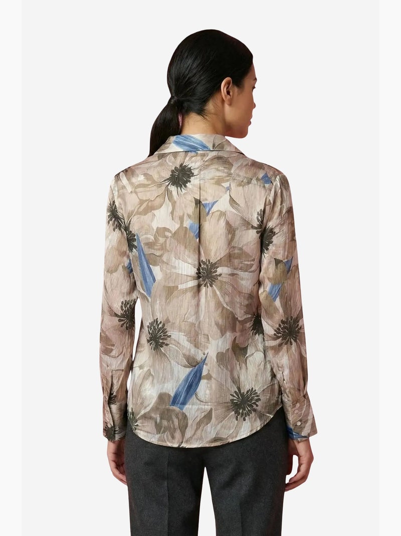 Camisa abotoada com estampado floral my fashion Castanho-avelã - Kiabi
