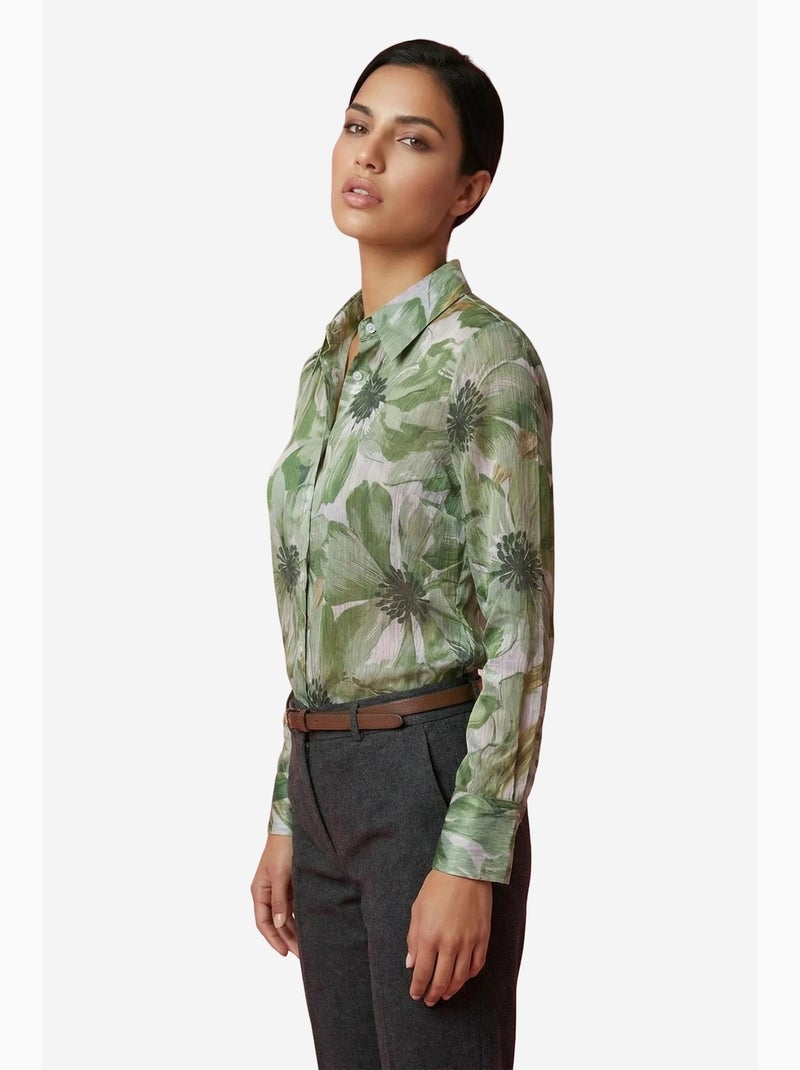 Camisa abotoada com estampado floral my fashion Verde - Kiabi