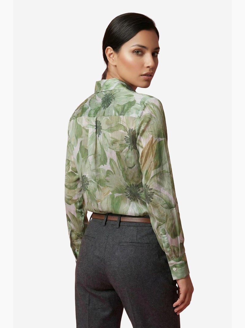 Camisa abotoada com estampado floral my fashion Verde - Kiabi