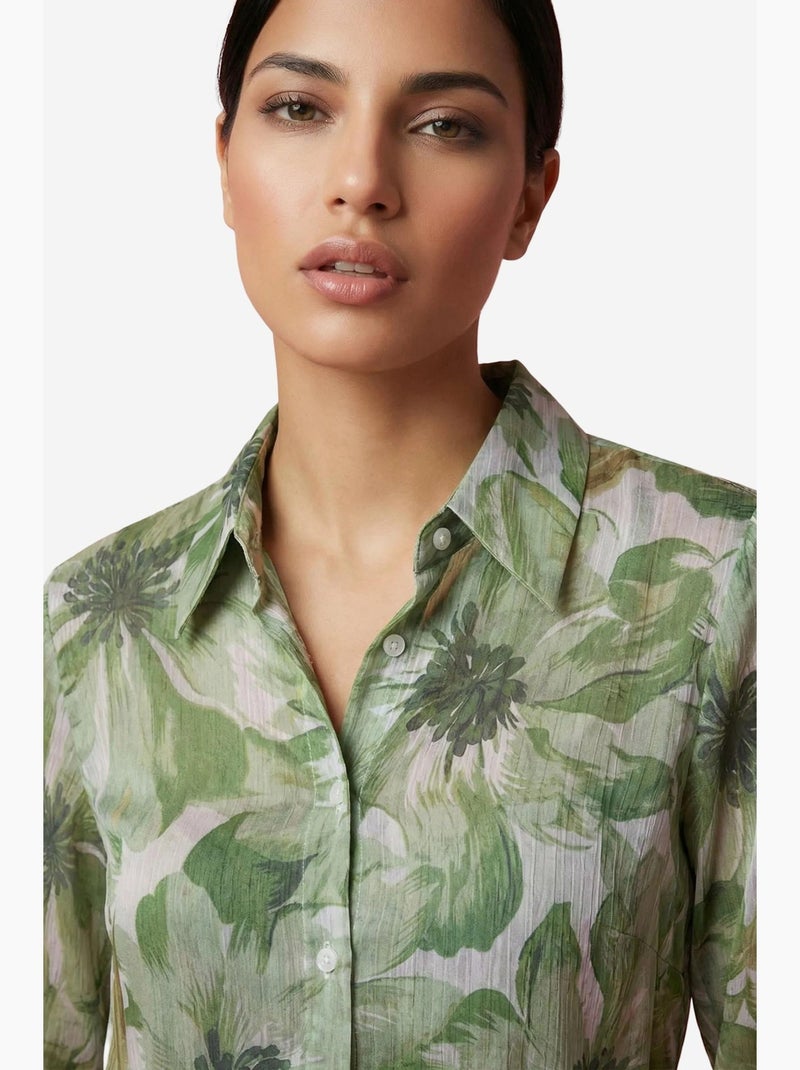 Camisa abotoada com estampado floral my fashion Verde - Kiabi