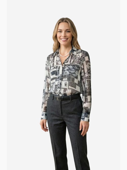 Camisa abotoada com padrão geométrico my fashion - Kiabi Camisa abotoada com padrão geométrico my fashion - Kiabi