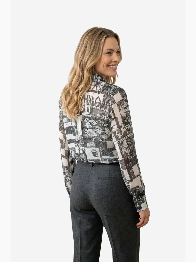 Camisa abotoada com padrão geométrico my fashion Branco - Kiabi