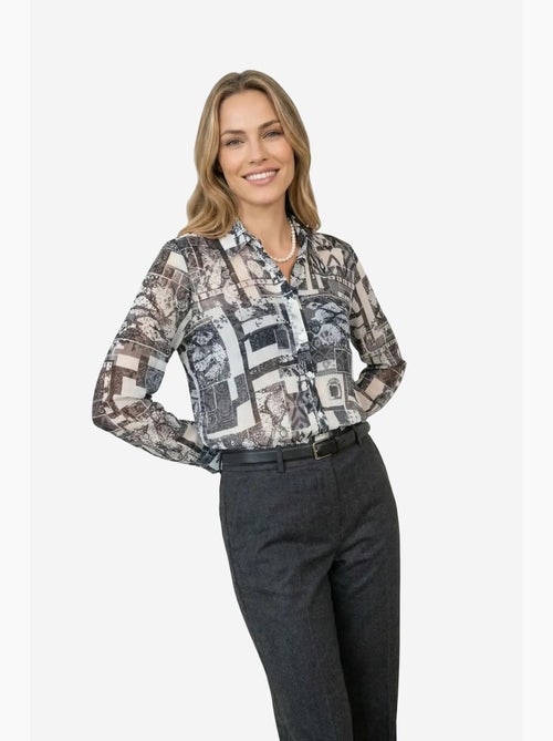 Camisa abotoada com padrão geométrico my fashion - Kiabi Camisa abotoada com padrão geométrico my fashion - Kiabi