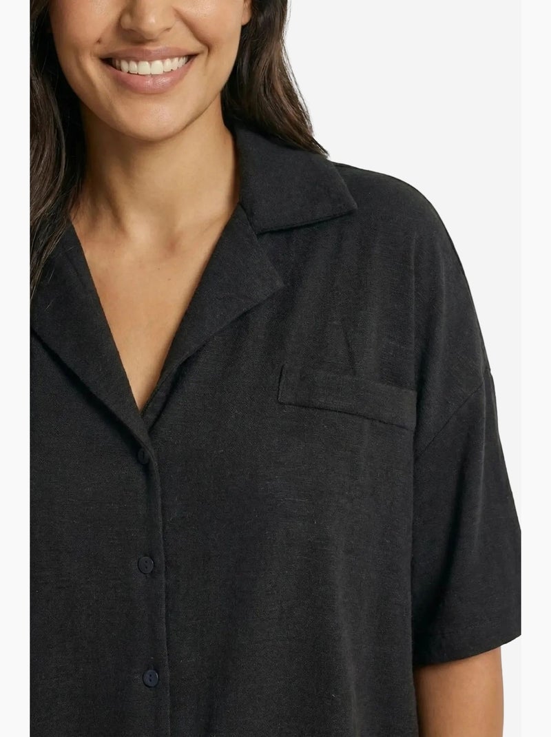 Camisa abotoada de corte descontraído my fashion Preto - Kiabi