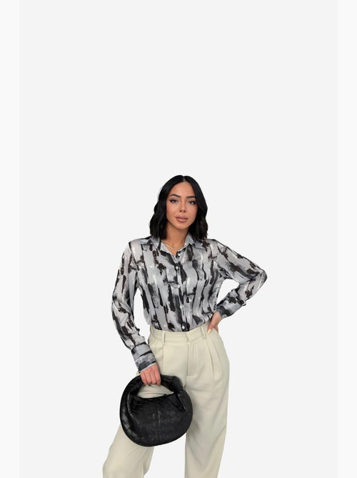 Camisa abotoada de manga comprida com estampado abstrato my fashion - Kiabi Camisa abotoada de manga comprida com estampado abstrato my fashion - Kiabi