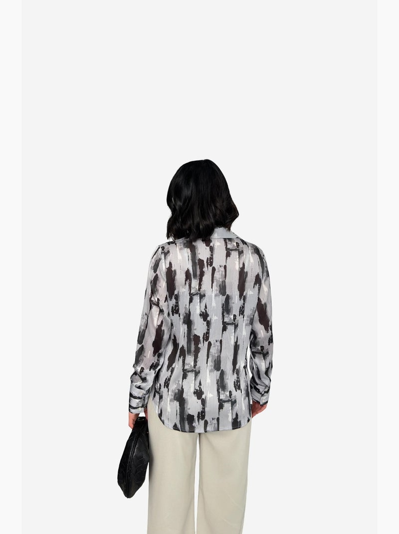 Camisa abotoada de manga comprida com estampado abstrato my fashion Cinza - Kiabi