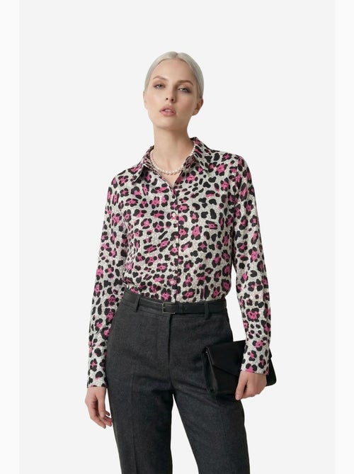 Camisa abotoada de manga comprida com estampado de leopardo my fashion - Kiabi