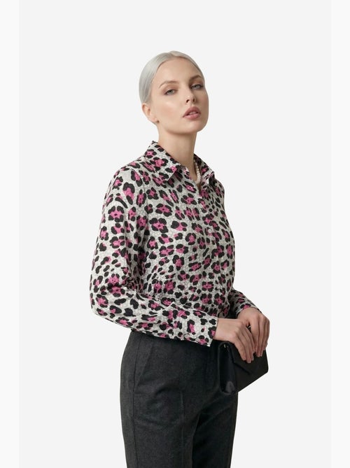 Camisa abotoada de manga comprida com estampado de leopardo my fashion - Kiabi