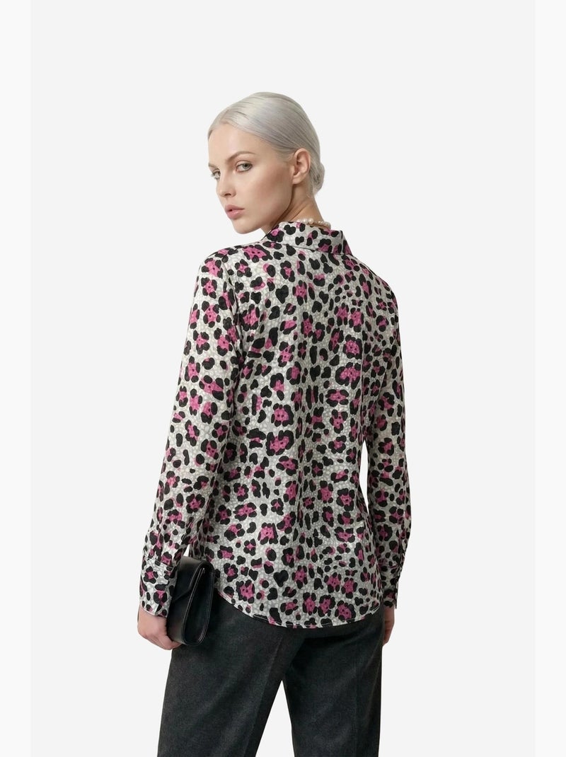 Camisa abotoada de manga comprida com estampado de leopardo my fashion Magenta - Kiabi