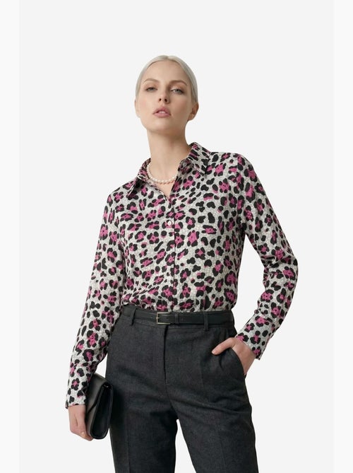 Camisa abotoada de manga comprida com estampado de leopardo my fashion - Kiabi