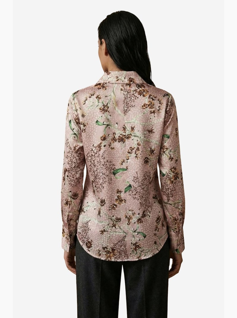 Camisa abotoada de manga comprida com estampado floral my fashion Rosa velho - Kiabi