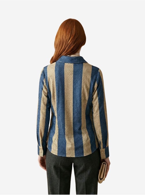 Camisa abotoada de veludo tecido às riscas my fashion - Kiabi