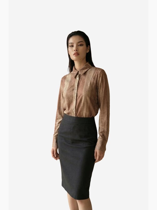 Camisa abotoada de veludo tecido às riscas my fashion - Kiabi