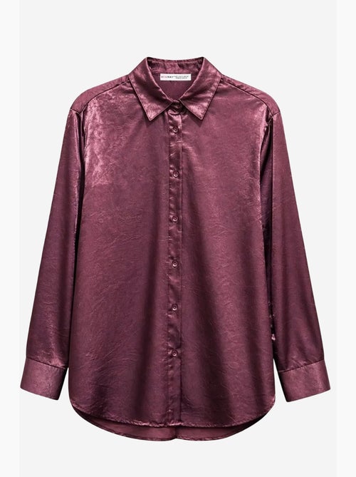 Camisa abotoada em cetim tecido de corte regular mixray - Kiabi
