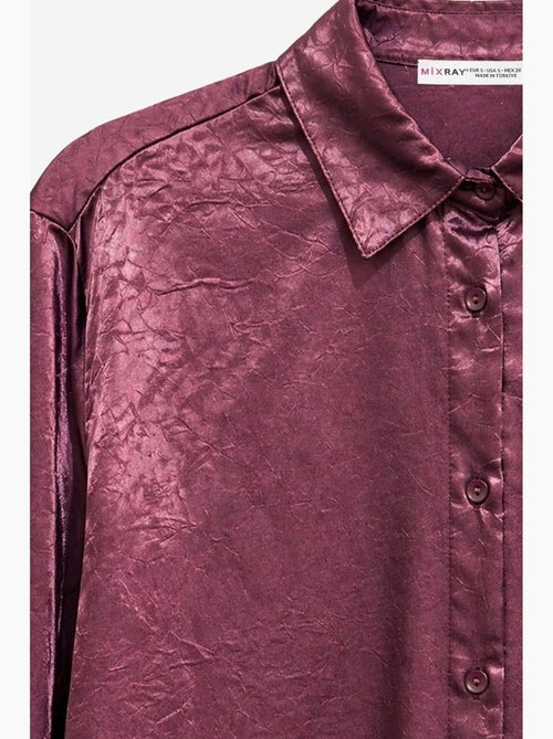 Camisa abotoada em cetim tecido de corte regular mixray - Kiabi
