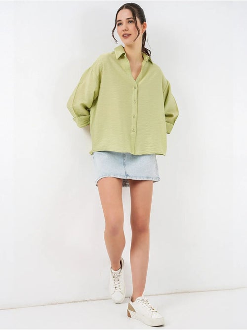 Camisa abotoada em tecido texturizado bdart - Kiabi Camisa abotoada em tecido texturizado bdart - Kiabi
