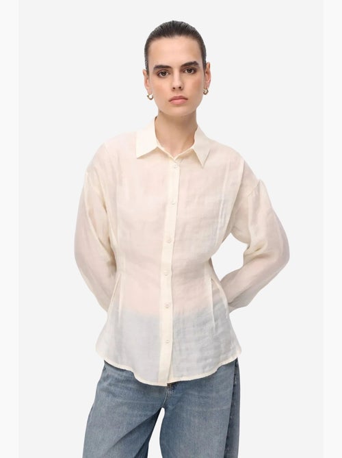 Camisa abotoada texturada justa mixray - Kiabi Camisa abotoada texturada justa mixray - Kiabi