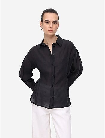 Camisa abotoada texturada justa mixray