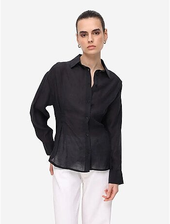 Camisa abotoada texturada justa mixray
