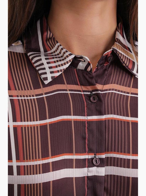 Camisa acetinada aos quadrados com botões mixray - Kiabi Camisa acetinada aos quadrados com botões mixray - Kiabi