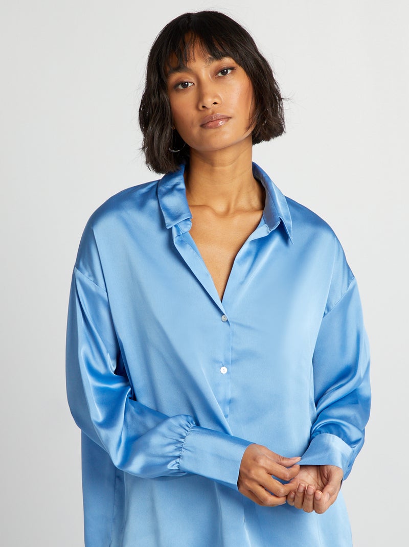 Camisa acetinada AZUL - Kiabi